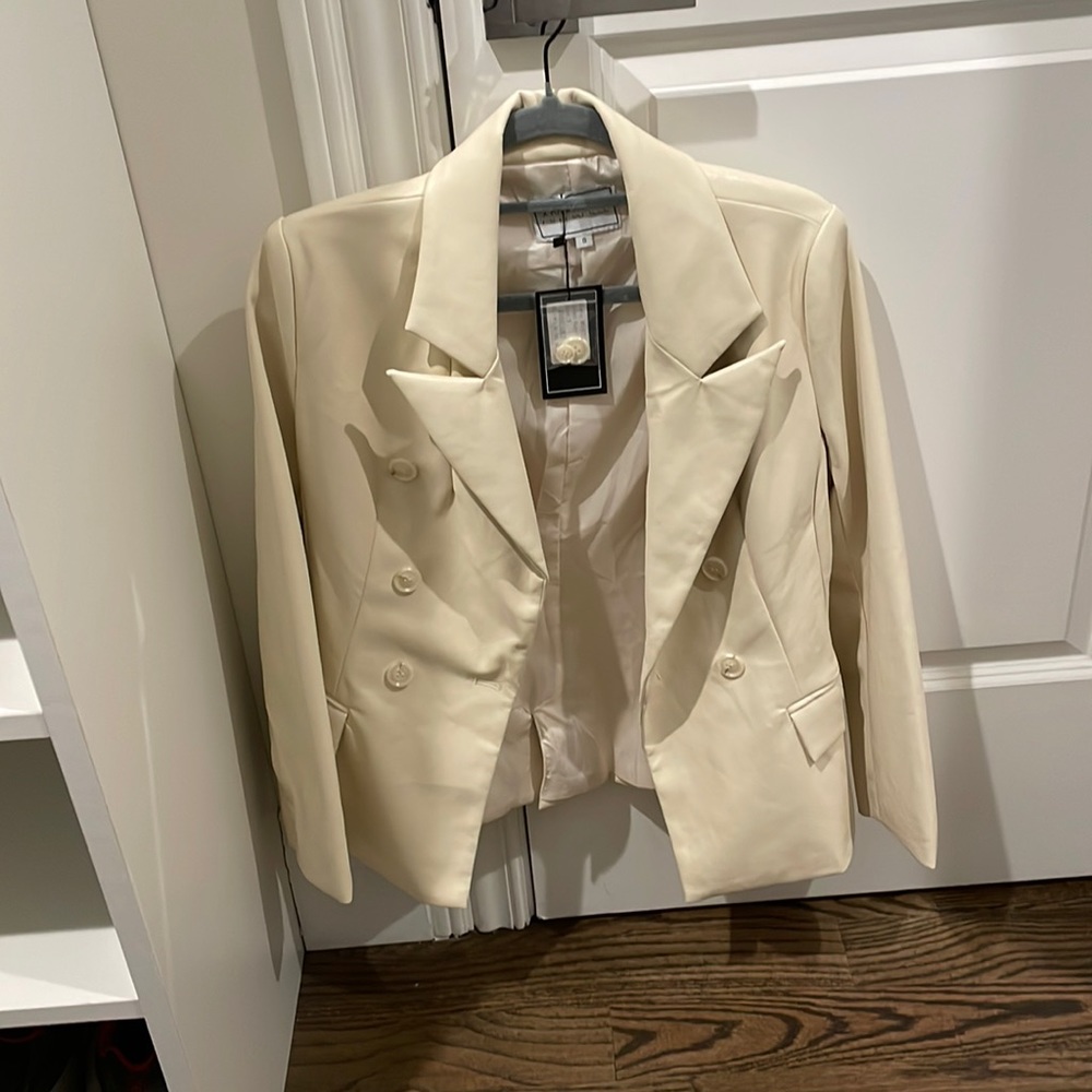 Beautiful faux leather cream blazer